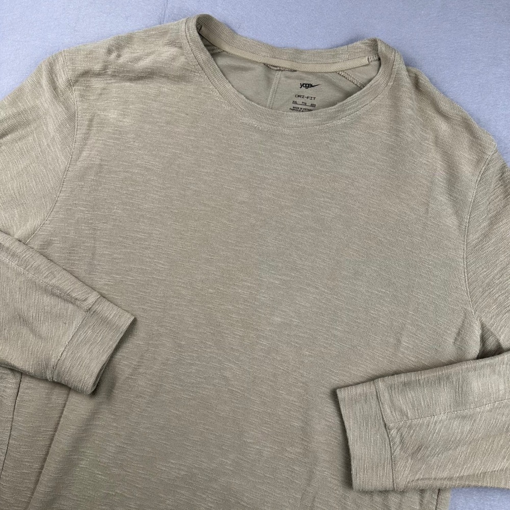 Nike Yoga Dri-FIT Mens XXL Long Sleeve Tan Crewneck Training Top DC5313-247